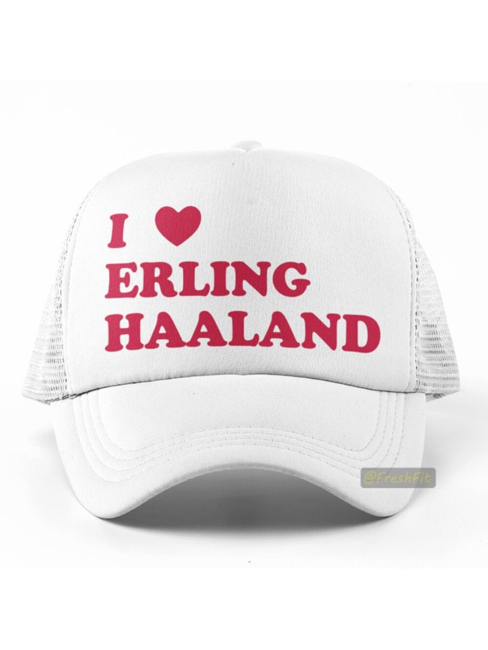 🆕I ♥ Erling Haaland White Foam Trucker Hat Mesh Snapback Cap